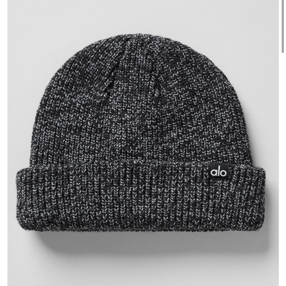 ALO Yoga Charcoal Knit Beanie - Black Marl NWT